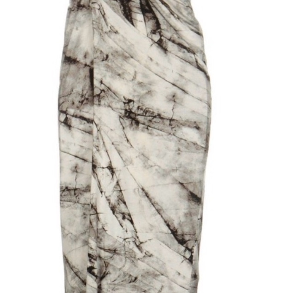 Helmet Lang Strapless Marble Print Dress